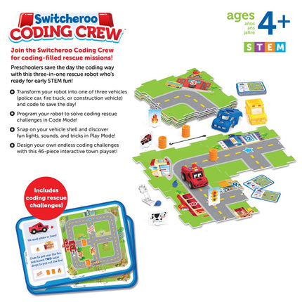 Learning Resources Switcheroo Coding Crew, STEM Toy for Kids, Coding Toy, Interactive Robot, 46 Pieces, Age 4+