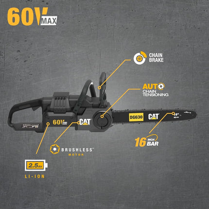 CAT� DG630 60V 16" Brushless Chain Saw- 2.5Ah Battery & Charger Included
