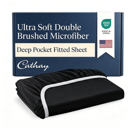 Luxury king fitted brushed microfiber, Black