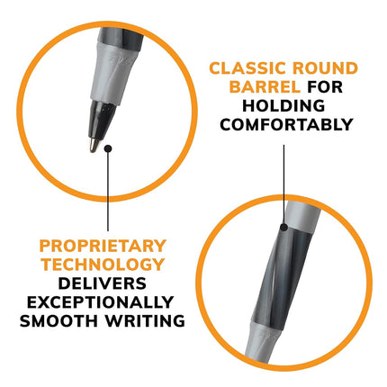 BIC Round Stic Grip Xtra Comfort Ball Pen, Medium Point (1.2 mm), Black, 8-Count