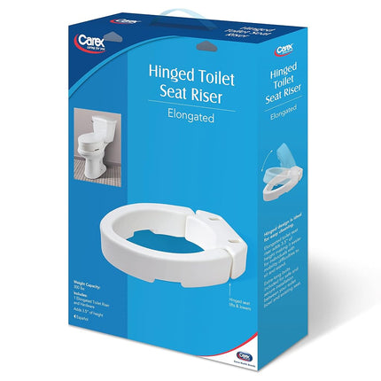 Carex Elongated Hinged Toilet Seat Riser, Adds 3.5 Inches of Height to Toilet, 300 Pound Weight Capacity, Hinged for Easy Cleaning