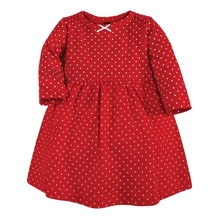 Hudson Baby Baby-Girls Cotton Dresses, Poinsettia Dot, 9-12 Months