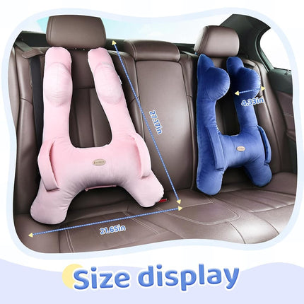 FLORICH Almohada de viaje para niños, almohada de viaje para dormir en coche para niños, almohada lavable en forma de H para adultos y niños para apoyar la cabeza y el cuerpo en viajes por carretera (azul)
