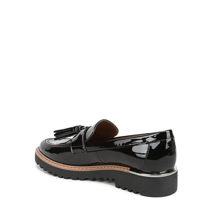 Franco Sarto Women's Carolynn Lug Sole Loafer, Black Patent, 8.5 Wide