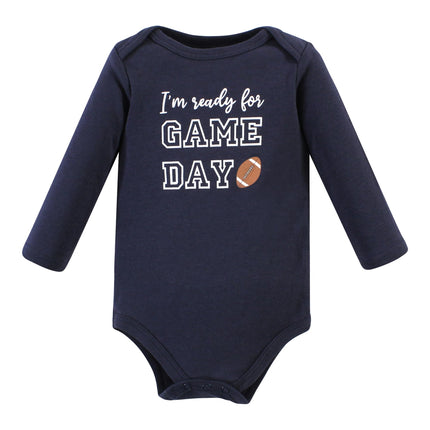 Hudson Baby Unisex Baby Cotton Long-Sleeve Bodysuits, Football Huddles 5-Pack, Newborn, Football Huddles 5-pack, Newborn