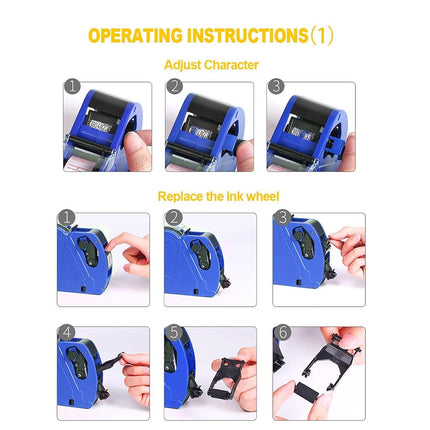 ASIBT MX5500 EOS Blue 8 Digits Pricing Gun Kit with 7,000 Labels & Spare Ink