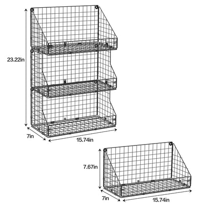 X-cosrack 3 Tier Large Stackable Snack Organizer - Versatile Wall Mounted Wire Storage Basket with Divider for Candy Chip Cans Bars - Ideal for Pantry Office Home