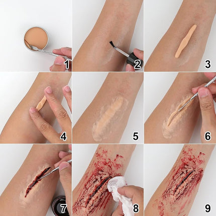 Bowitzki Halloween SFX Makeup Kit Special Effect Makeup,Liquid Latex+Scab Blood+Spray Blood+6 Colors Oil Based Face Paint+SFX bruise wheel+Skin Wax+Stipple Sponges+Latex free Sponges+Spatula+Brushes