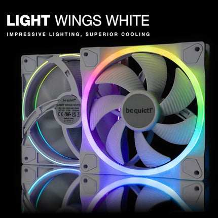 be quiet! Light Wings 120mm PWM White Fan, 3 Fans Included, ARGB Lighting, Multiple Colors and Modes, Silence-Optimized Fan Blades, High Air Pressure, Low Noise-Generating Turbulences