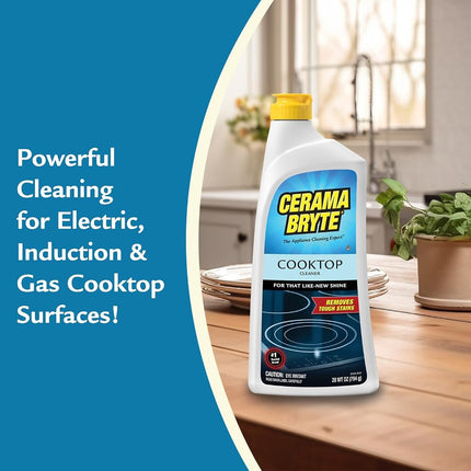 Cerama Bryte Cooktop and Stove Top Cleaner for Glass-Ceramic Surfaces, 2-28 oz