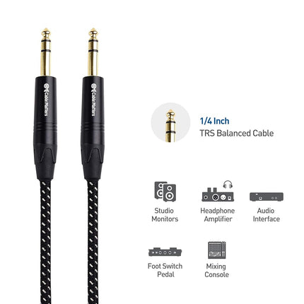 Cable Matters Balanced 1/4 TRS to TRS Patch Cable (1/4 Balanced Cable) - 10 Feet