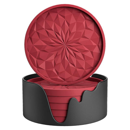 ME.Fan Silicone Coasters with Holder,[6 Pack] Drin