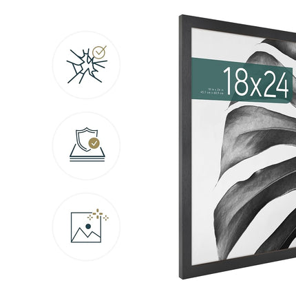 MCS Studio Gallery 46x61 cm (18x24 in) Poster Frame Black Woodgrain, Vertical & Horizontal Wall Hanging Large Picture Frame for Photos, Posters & Art Prints (1-Pack)