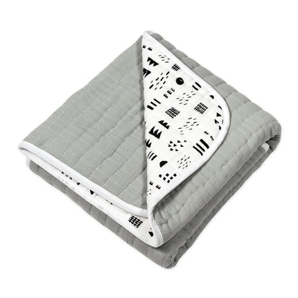 HonestBaby Organic Cotton Hand-Quilted Blanket, Pattern Play/Gray, One Size