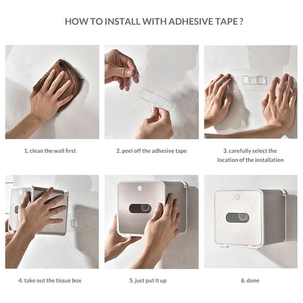 simpletome Toilet Paper Holder Wall Mount with Shelf Waterproof Adhesive or Drilling Install (Silvery, SUS304+ABS Plastic)