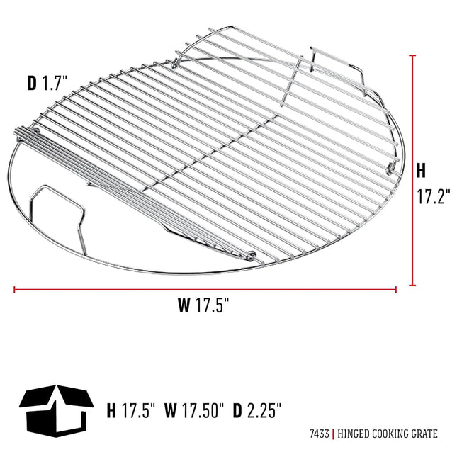 Weber 7433 Hinged Cooking Grate,18-1/2",Silver