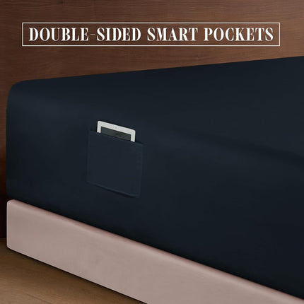 Elegant Comfort 4-Piece Bed Sheet Set - Luxury Bedding 1500 Premium Hotel Quality Microfiber, All Around Elastic 18-24 Inches Deep Fitted Sheet- Extra Deep Pocket Sheets, Full, Black