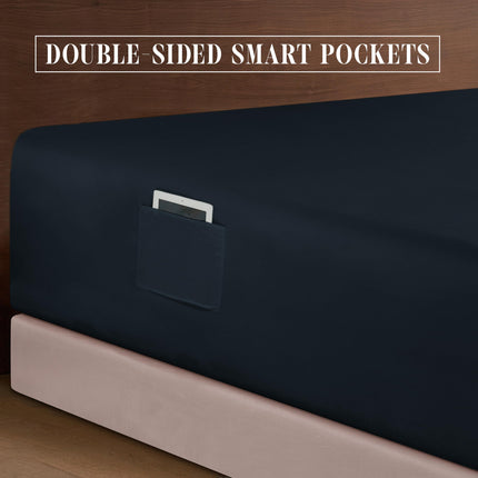 Elegant Comfort Luxurious 1500 Premium Hotel Quality Microfiber 4-Piece Sheet Set, 18-24 Inches Deep - Extra Deep Pocket Sheets - Ultra Soft 4PC Deep Pocket Sheets, King, Black