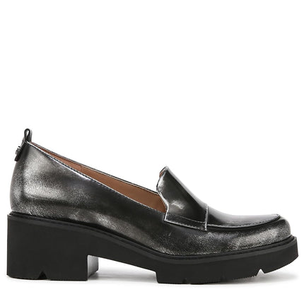 Naturalizer Women's Classic Loafer, Black/Silver, 9.5 Wide