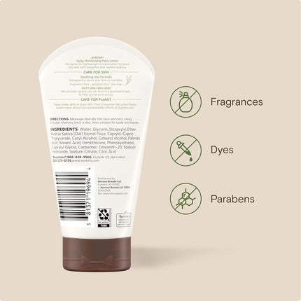 Aveeno Daily Moisturizing Fragrance-Free Prebiotic Oat Face/Facial Cream Clinically Proven to Moisturize Dry Skin for 24 Hours, Paraben-, Fragrance- & Dye-Free, 5 oz