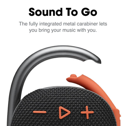 JBL Clip 4, Negro/Naranja - Altavoz Bluetooth 5.1 Portátil - Hasta 10 Horas de Reproducción - Resistente al Agua y al Polvo - Incluye Manos Libres con Cancelación de Ruido y Eco