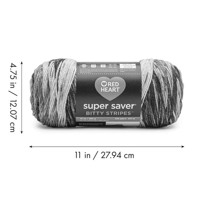 Red Heart Super Saver Bitty Stripe Horizon Yarn - 2 Pack of 10oz/283g - 100% Acrylic - #4 Worsted (Medium) - 515 Yards - Knitting/Crochet