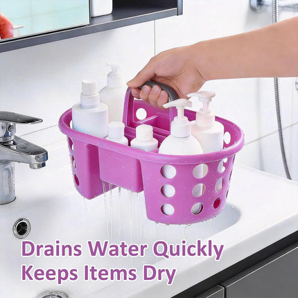 SIMPLYKLEEN Large Shower Caddy Portable 2PC - Made in USA Plastic Jumbo Size Dorm Storage Candy Tote with Handle Shower Organizer for Bathroom, Pantry, Kitchen, College Dorm, Purple