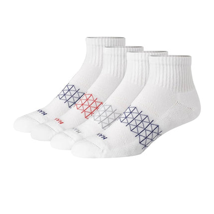 Hanes Men's Absolute Active Cushioned Ankle, Moisture Wicking Socks, Seamless Toe, 4-Pack, White/Color Accents, 4.5-12 UK