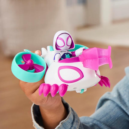 Marvel Spidey and His Amazing Friends Ghost-Spider Copter Toy Vehicle with 7.6-cm (3 inch) Action Figure & Accessory, Super Hero Toys, Children Ages 3+, Purple