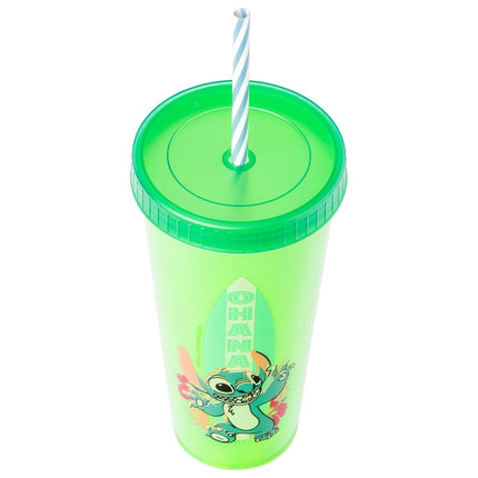 Silver Buffalo Lilo and Stitch Surfboard Floral Pose Set 24oz. 4 Pack Color Change Plastic Tumbler