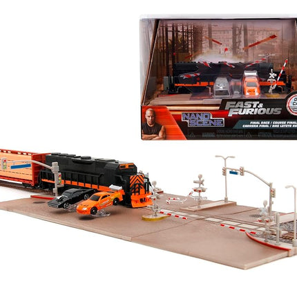 JADA Fast & Furious Final Race Train Nano Scene & 2 1.65" Die-Cast Cars, Toys for Kids and Adults