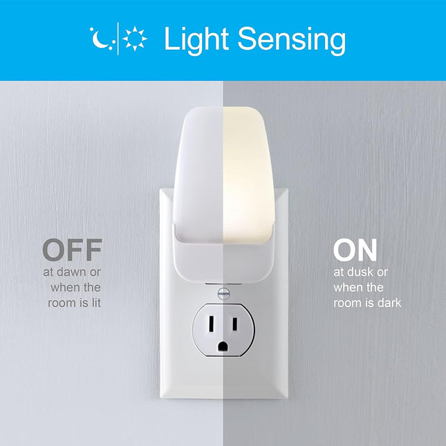 GE Soft, 3000K, Listed, Home Office, 46882 LED Night Light, Plug-in, Dusk to Dawn Sensor, UL-Certified, Ideal for Bedroom, Bathroom, Kitchen, Nursery, 4 Pack, Warm White