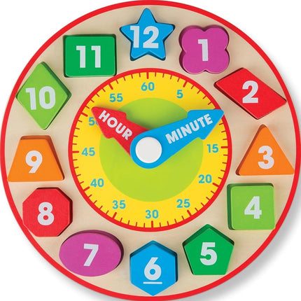 Melissa & Doug Shape Sorting Clock (Developmental Toy, Sturdy Wooden Construction, Develop Time-Telling Skills)
