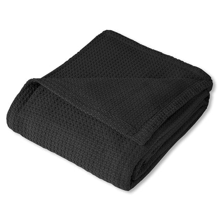 Sweet Home Collection 100% Fine Cotton Blanket Luxurious Weave Stylish Design Soft and Comfortable All Season Warmth, Full/Queen, Black