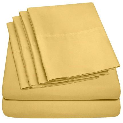 Sweet Home Collection Size Bed Sheets - 4 Piece 1500 Thread Count Fine Brushed Microfiber Deep Pocket Sheet Set Bedding - 2 Extra Pillow Cases, Great Value, Twin, Yellow