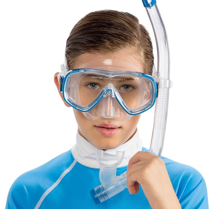 CRESSI Ondina Jr + Top Combo - Combo Set Diving Mask Ondina and Snorkel Top, Clear/Blue, 7/13 years, Kid Unisex