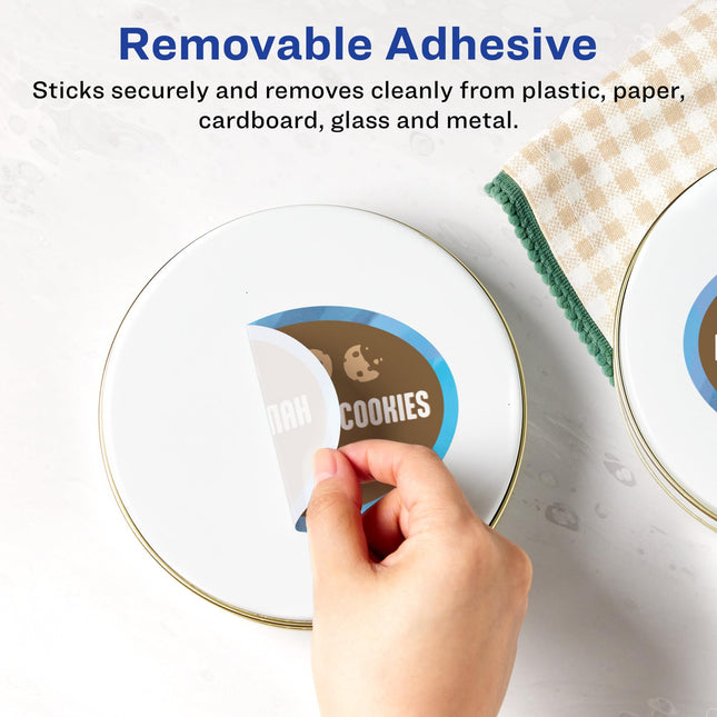 Avery Matte White Removable Oval Labels with Sure Feed Technology, Print-to-The-Edge, 4.25" x 3.25", 400 Removable Labels, Laser/Inkjet Printable Labels