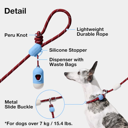 VETRESKA Hands-Free Dog Lead, 8FT Adjustable Rope Lead with Bag Dispenser
