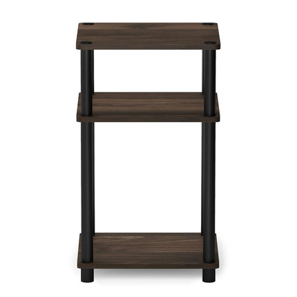 Furinno JUST Side Table, 3-Tier End Table, Open Shelves Night Stand, Bedside Table, Toolless Assembly, for Living Room, Bedroom, Columbia Walnut