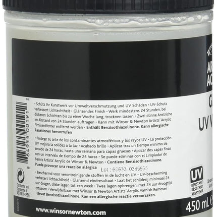 Winsor & Newton WN Acrylic Gloss Varnish(+UV), ACFAGV474, transparent, 450 ml (Pack of 1), 3050929