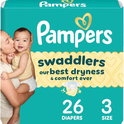 Pampers Swaddlers Diapers, Size 3 (13-26 lbs), 26 