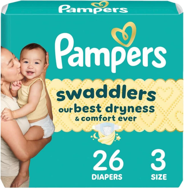 Pampers Swaddlers Diapers, Size 3 (13-26 lbs), 26 
