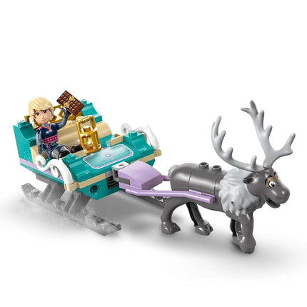 LEGO ǀ Disney Frozen Anna’s Sleigh Adventure, Hot Chocolate Stand with a Kristoff Minidoll, plus Olaf and Sven Figures, Princess Building Toy for 4+ Year Old Girls 43256