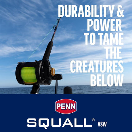 PENN Squall® Lever Drag 2 Speed, Fishing Reel, Conventional Reels, Sea - Offshore Fishing, Saltwater Boat or Kayak Fishing,Unisex, Black Gold, 16 | Right Hand
