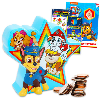 Paw Patrol Kids Money Bank Set - Ceramic Piggy Ban
