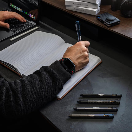 The Ridge Bolt Action Ballpoint Pen | Metal Retractable Compact Writing Instrument | Textured Grip & Internal Pressurized Refill | Carbon Fiber 3k