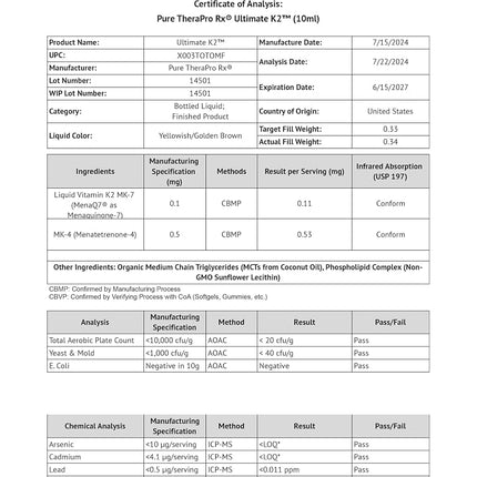 Pure Therapro Rx Ultimate K2 Supplement | Liquid Full Spectrum Vitamin K2 Drops | 680mcg Vegan K2 as All-Trans MK4 & Patented MenaQ7 MK7 | Supports Bone Health + Beautiful Skin & Hair | 90 Servings