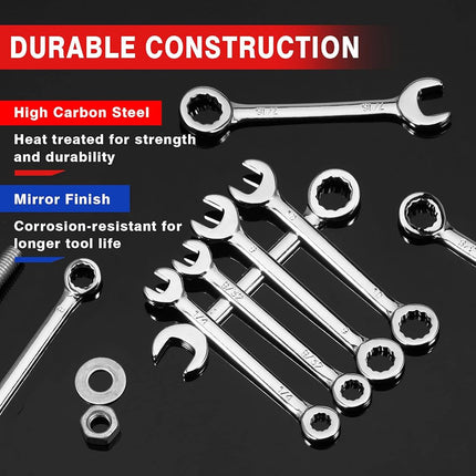 SPEEDWOX Mini Wrench Set Metric SAE Ignition Wrench Set Open End and Box End Standard Combination Wrench Spanner for Assembling Furniture Small Equipment Auto