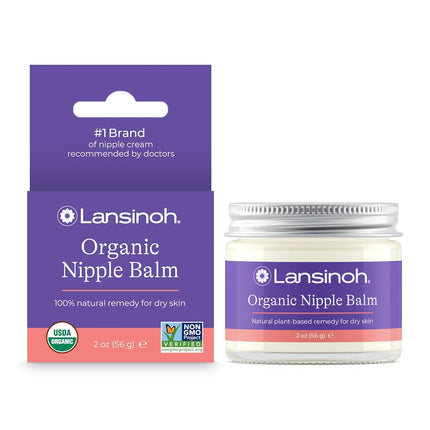 Lansinoh Organic nipple balm, usda certified, soothes sore nipples, lanolin free, safe for mom and baby, 2 Ounce