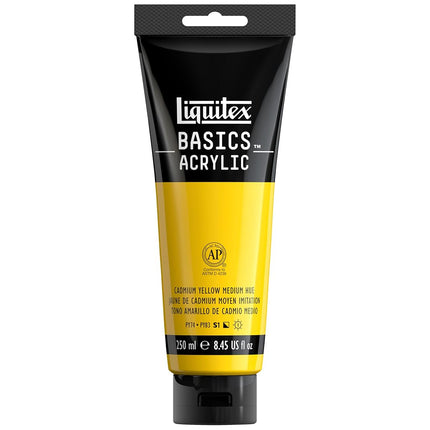 Reeves 4385161 Peinture acrylique Liquitex Basics en tube de 250 ml, Jaune cadmium médium
